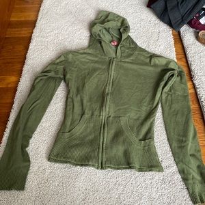 Derek heart medium green zip up sweater